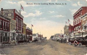 Huron South Dakota Dakota Ave Street Scene Antique Postcard K21628