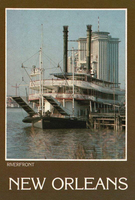 ​​Vintage Postcard Steamboat Natchez Berthed at New Orleans Riverfront Louisiana