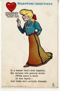 VINEGAR VALENTINE   DRAMATIC LADY  1906 Tuck postcard