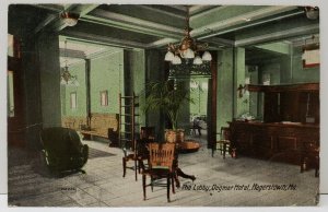 Hagerstown Maryland Dagmar Hotel Lobby 1912 Postcard B15