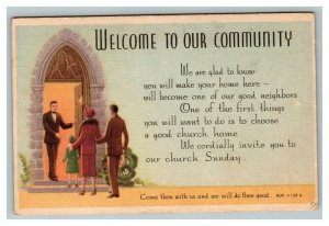 Vintage 1940's Postcard Lutheran Church Invitation Nice Card