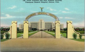 Vtg 1940s Fitzsimons General Hospital South Entrance Gate Denver CO Postcard