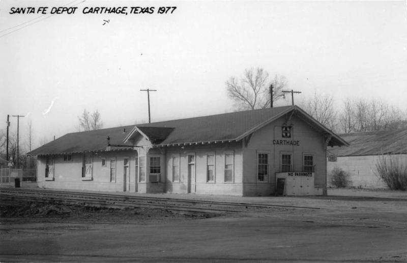 Carthage Texas 1977 Santa Fe train depot real photo pc Y12763