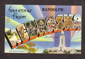 NE Greetings From RANDOLPH Nebraska Large Letter Postcard Linen PC Carte Postale