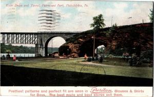 View of River Drive and Tunnel, Fairmount Park Philadelphia PA 1908 Postcard Q25