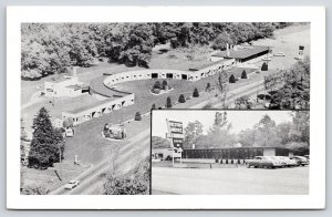 Franklin Ohio~Victory Motel Roadside~Restaurant Drive In Sign~1950s Cars~B&W PC