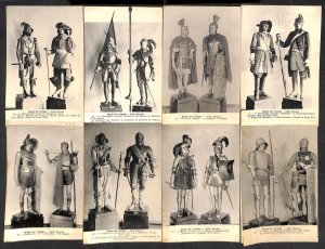 France Paris Army Museum uniforms lot of 8 water damaged postcards unstick back