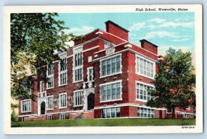 Waterville Maine ME Postcard High School Exterior Building 1940 Vintage Unposted