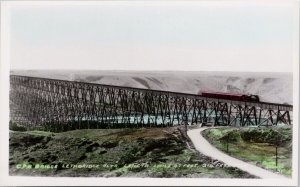 CPR Bridge Lethbridge Alberta Train Railway Unused Gowen Sutton RP Postcard H44