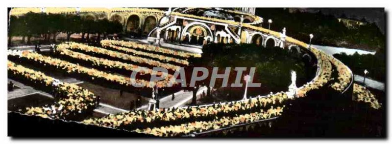 Modern Postcard Lourdes Basilica ILLUMINEE and torchlight procession