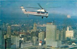 1960's CHICAGO ILLINOIS Helicopter Airways Cameo Plastichrome postcard 12012