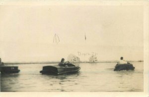 Amusement Park Motor Boats Trimmed 5 1/3x3 1/2 RPPC Photo Postcard 22-5491