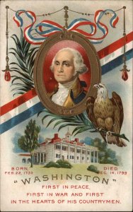 George Washington's Birthday American Eagle History c1910 Vintage Postcard