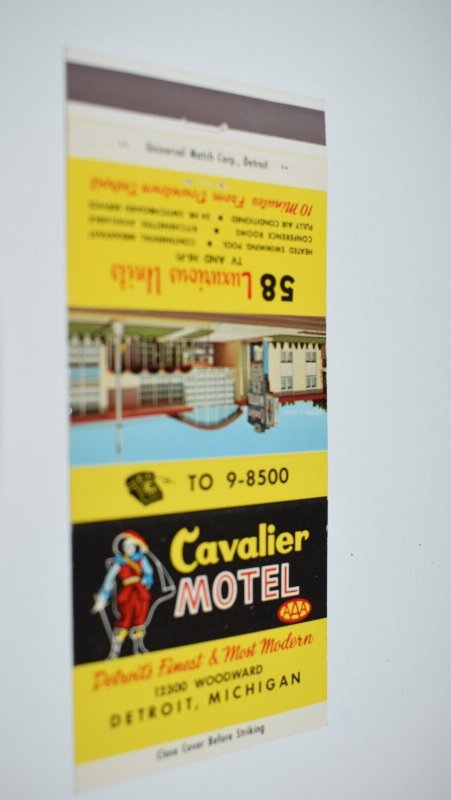 Cavalier Motel Detroit Michigan 30 Front Strike Matchbook Cover