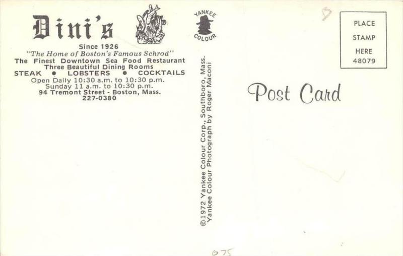 4513  MA Boston   Dini´s  Restaurant Dinning Rooms Interior