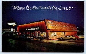 ST. GEORGE, UT Utah ~ Roadside FAMOUS DICK'S CAFE Night Scene c1960s Postcard