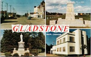 Gladstone Manitoba MB Multiview Morris Ave Town Hall c1977 Postcard D85