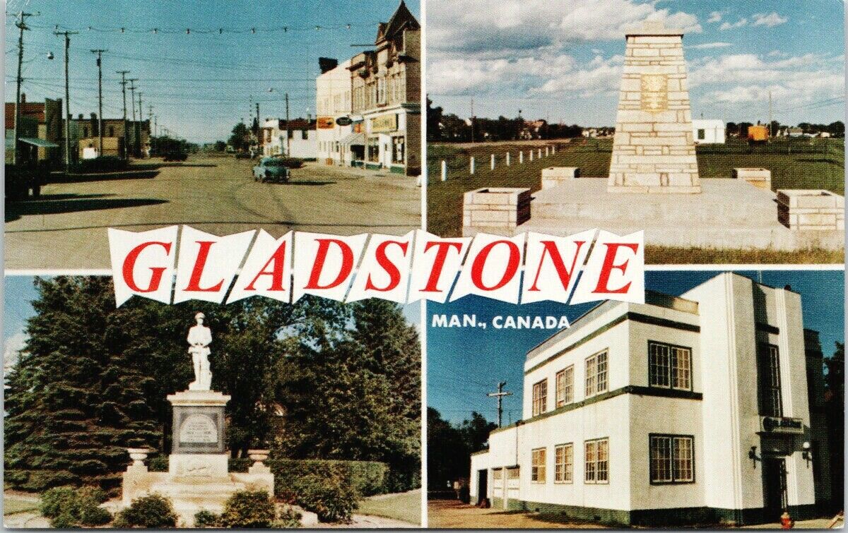 Gladstone Manitoba MB Multiview Morris Ave Town Hall c1977 Postcard D85