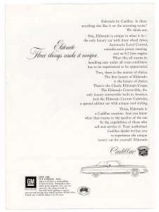 Cadillac Eldorado Coupe - 1970's Vintage Ad (Three Things Make it Unique)
