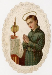 1870s-80s Paper Lace St. Angel Praying Die Cut Religious Card F220