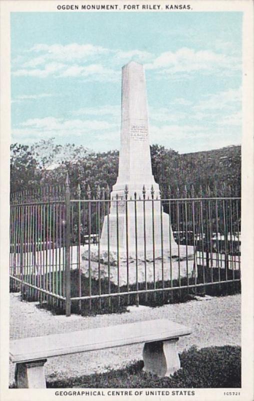 Kansas Fort Riley Ogden Monument Geographical Center Of United States 1931Cur...