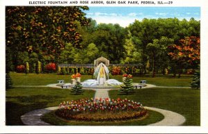 Illinois Peoria Glen Oak Park Electric Fountain and Rose Arbor