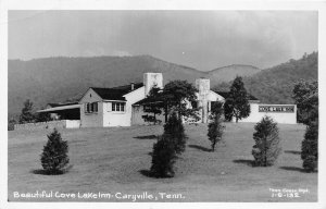 J49/ Caryville Tennessee Postcard RPPC c40-50s Cline Cove Lake Inn 70