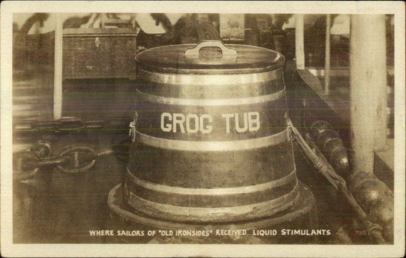 USF Constitution Grog Tub For Liquid Stimulants c1930 Real Photo Postcard