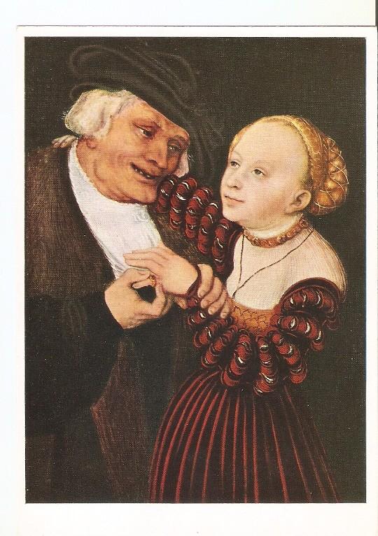 Postal 021947 : Old man and young woman, L. Cranach