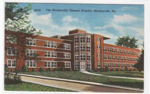 General Hospital Martinsville Virginia linen postcard