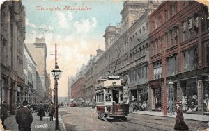 Manchester England UK 1910 Postcard Deansgate Streetcar