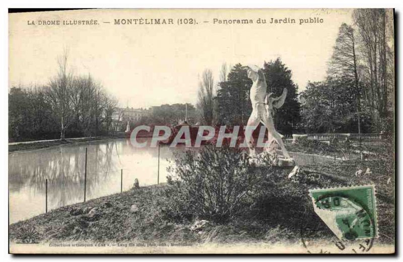 Old Postcard Drome Montelimar Illustree view of the public garden