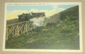 VINTAGE UNUSED POSTCARD JACOB'S LADDER MT WASHINGTON COG RAILWAY N.H. PENNY PC