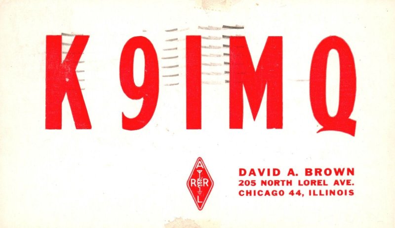 Vintage Postcard 1959 K9IMQ Red Alert David Brown Chicago 44 Illinois IL