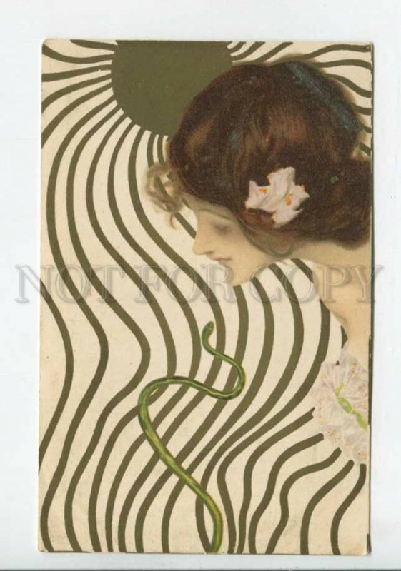 439991 Raphael KIRCHNER Nymph Snake in Sun ART NOUVEAU Femmes Soleil Vintage