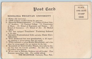 c1900s University Place, NE Wesleyan College Advertising Card School Campus A188