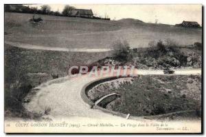 Postcard Old Automobile Gordon Bennett 1905 Michelin Circuit A turn in the va...