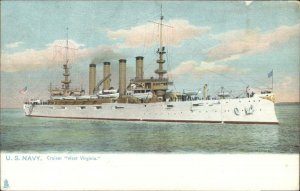 US Navy Bcruiser Ship West Virginia c1905 TUCK Postcard