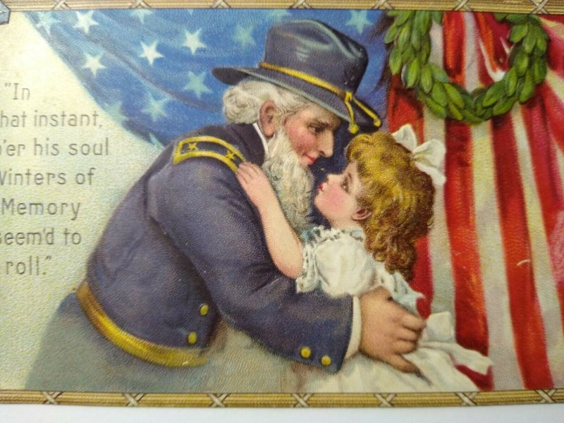 Decoration Day Civil War Soldier USA General Hugs Child Postcard Ser 150 Gabriel