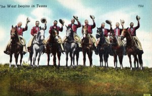 Circa 1945 The West Begins in Texas,  Linen Postcard