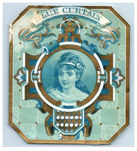 1870's Blue Curtain Geo S Harris Cigar Box Label #6KE