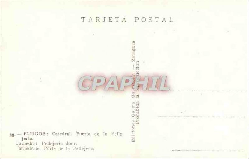 Postcard Modern puerta catedral Burgos shovel Jeria