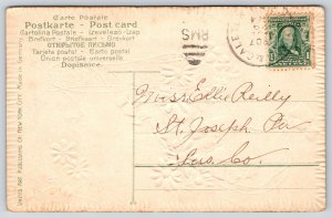 Nine Mile Pennsylvania Flower Greetings~c1910 Gold Embossed Postcard