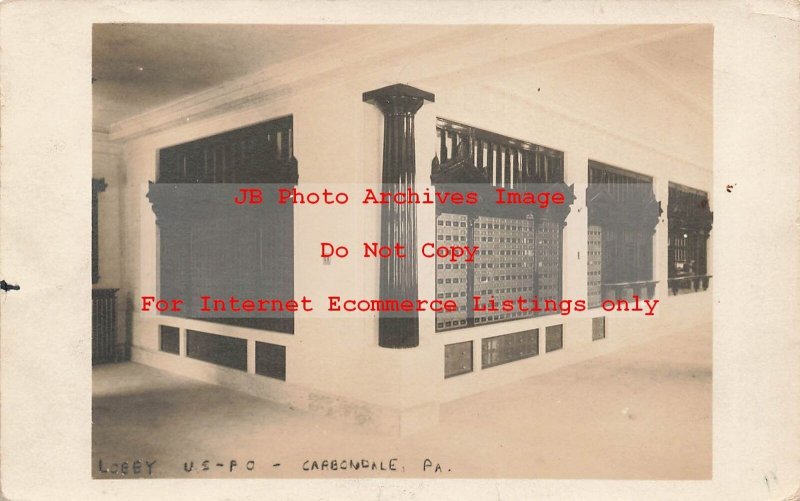 PA, Carbondale, Pennsylvania, RPPC, Post Office Lobby Interior View, Photo