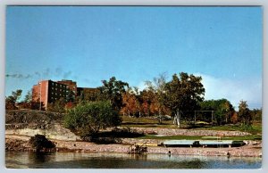 General Hospital Seen From Lake Ramsey, Sudbury Ontario, Vintage Chrome Postcard