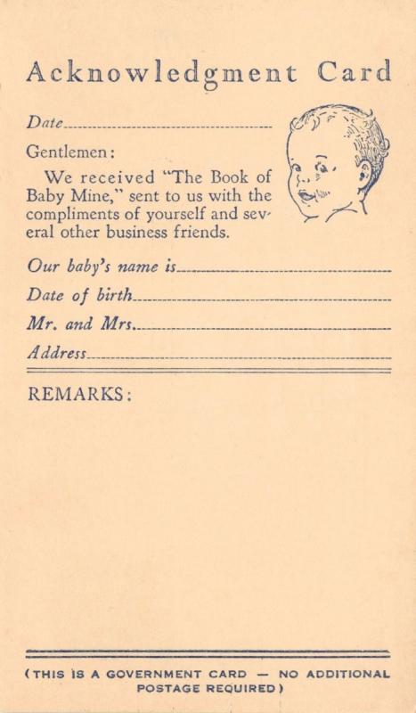 RICHMOND INDIANA RICHMOND GAS CORPORATION THE BOOK OF BABY MINE POSTCARD