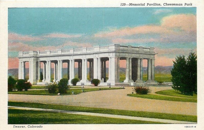 Denver Colorado~Memorial Pavilion~Open Greek Temple~White Marble Pillars~1930s 