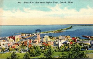 Minnesota Duluth Birds Eye View From Skyline Drive 1945 Curteich