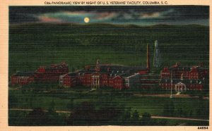 Vintage Postcard Panoramic Night View Veterans' Facility Columbia South Carolina