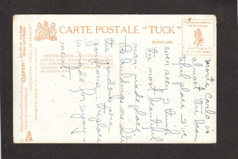 Villes de France Monte Carlo Tuck Oilette Carte Postale Postcard Carte Postale